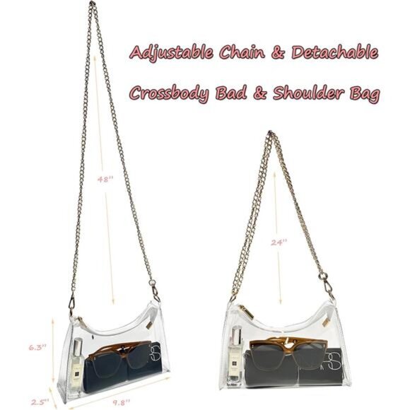 Clear Bag for Stadium Events Women's Purse Handbags Small Purse shoulder bag - Picture 6 of 7